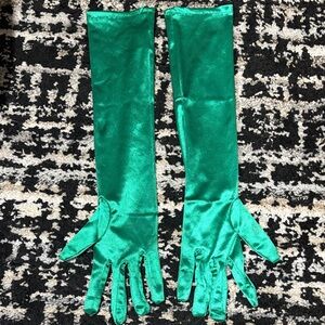 Green Satin Gloves